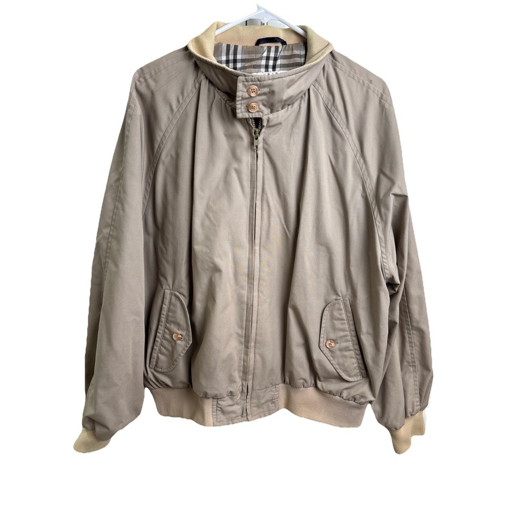 Gallery by Haggar  Bomber Jacket Mens XL Tan Full Zip Plaid Lining